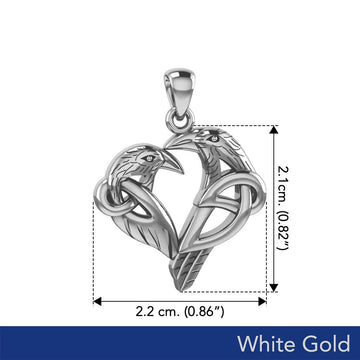 Love of The Mythical Celtic Heart Raven White Gold Jewelry Pendant WPD6025 - Jewelry